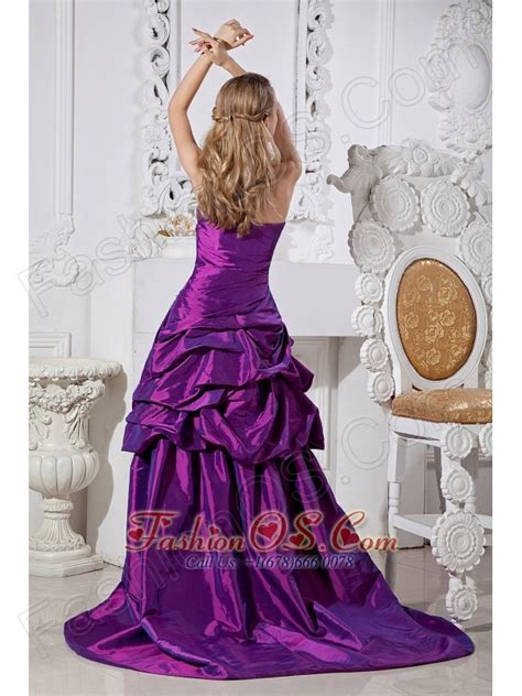 Purple Column Sweetheart Hand Made Flowers And Beading Prom Dress High