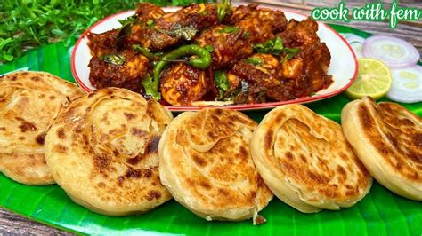 DUBAI-KERALA Special Crispy BUN PAROTA With CHICKEN SUKKA (Chukka) Best ...