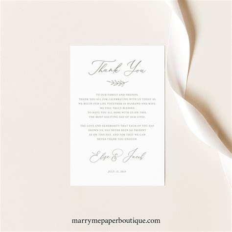 Thank You Letter Template Elegant Font Thank You Note - Etsy