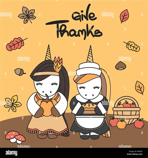 Cute Cartoon Hand Drawn Lettering Typography Give Thanks Card With