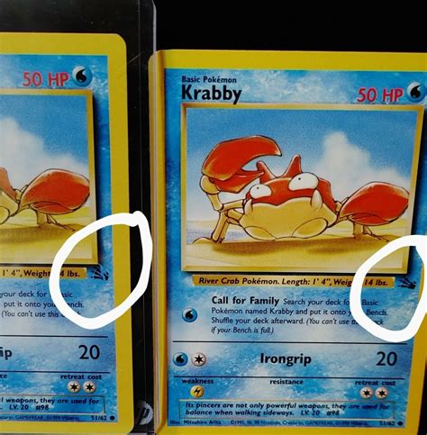 Authentic Krabby 5162 Misprint Fossil Error Pokémon Card Ebay