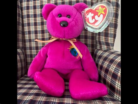 Rare Ty Beanie Babies Millennium Millenium Purple Beanie Bear