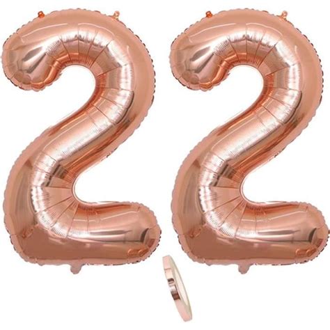 2 Ballons Numéro 22 Numéro 22 Ballon Anniversaire Or Rose Fille 40