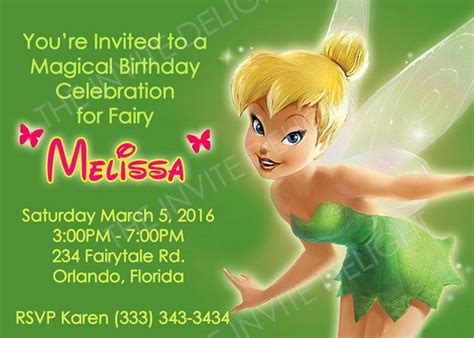 Tinkerbell Birthday Invitation Tinkerbell Fairy Princess Etsy