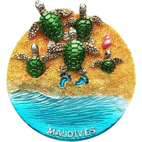 Aimant de réfrigérateur 3D Tortue de Mer des Maldives en résine 649