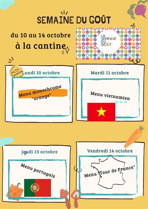 La semaine du goût à la cantine les menus Collège René GOSCINNY