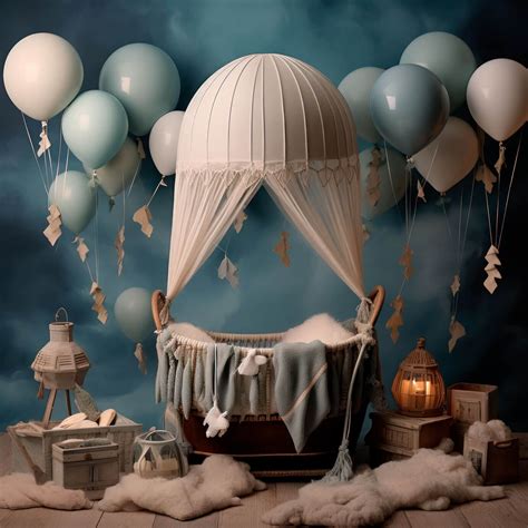 Newborn Digital Backdrop Hot Air Balloon Digital Backdrop For Babies