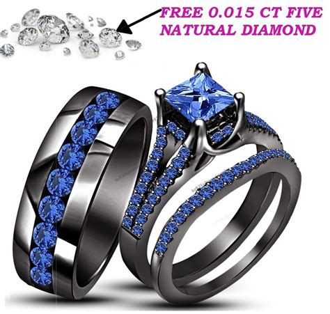 Black Wedding Rings Sets For Him And Her