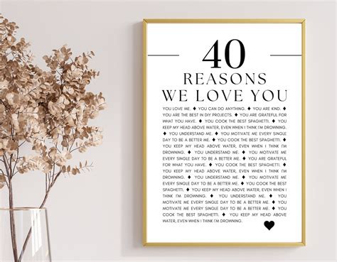 40 Reasons We Love You 60 Reasons Why I Love You Printable Etsy