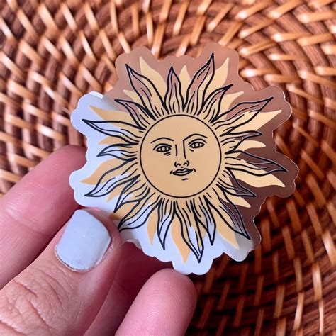 Sun Sticker Happy Retro Sun Sticker Laptop Sticker Computer Etsy