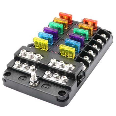 Fuse Block Box With Negative Ground Bus Bar Terminals Blade For Car