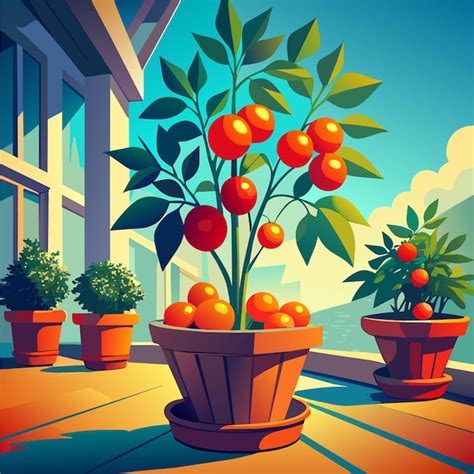 Un Tomate Dans Une Illustration Vectorielle En Pot Vecteur Premium