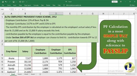 How To Calculate Pf In Excel Calculate Epf And Eps In Excel Youtube