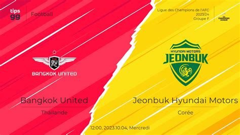 Bangkok United FC vs Jeonbuk Hyundai Motors 2023 10 04 Prédiction de