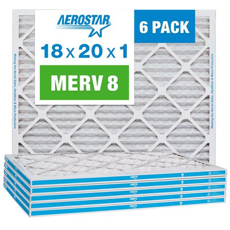 Aerostar 18x20x1 Merv 8 Pleated Air Filter Ac Furnace Air Filter 6