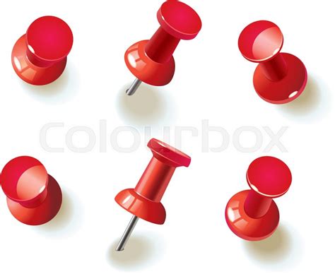 Collection Of Various Red Push Pins Stock Vector Colourbox