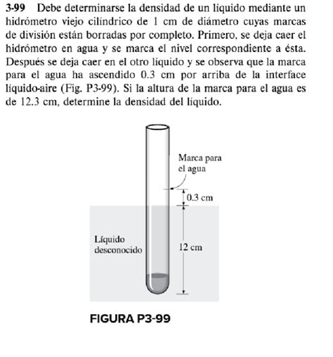 Solved Debe Determinarse La Densidad De Un L Quido Chegg