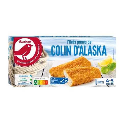 AUCHAN Filets panés de colin d Alaska MSC 4 5 filets 360g pas cher à