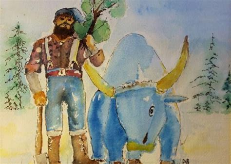 Paul Bunyan And Babe Blue Ox Watercolor Giclee Print Darcy Brambrink Art Watercolor Painting