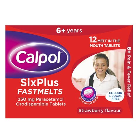 Calpol Sixplus Fastmelts 250mg 12 Tablets Molloys Pharmacy Ireland