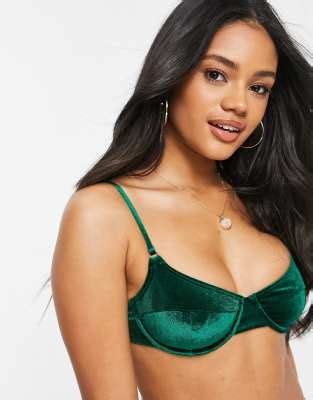 South Beach Mix And Match Monowire Bikini Top In Jade Velvet Asos