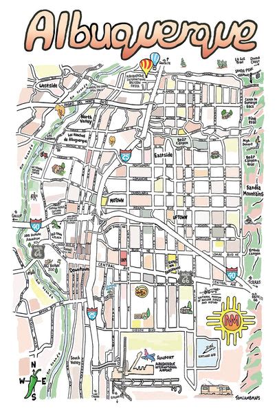 Albuquerque Map Postcard – Guerrilla Graphix