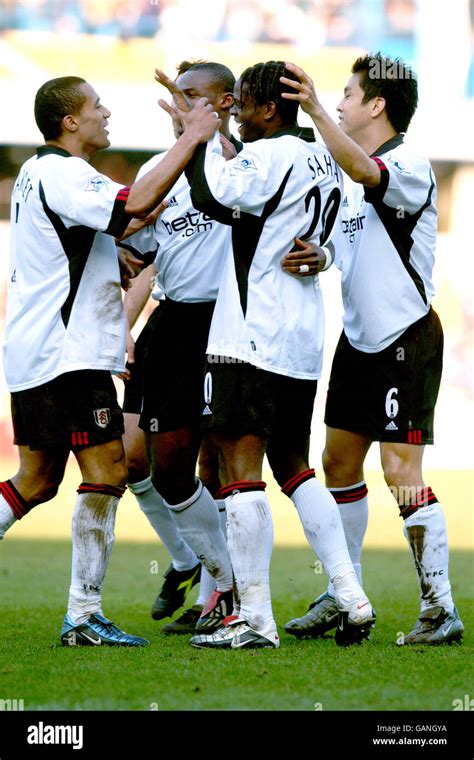 Fulham S Steve Marlet Louis Saha And Junichi Inamoto Celebrate After