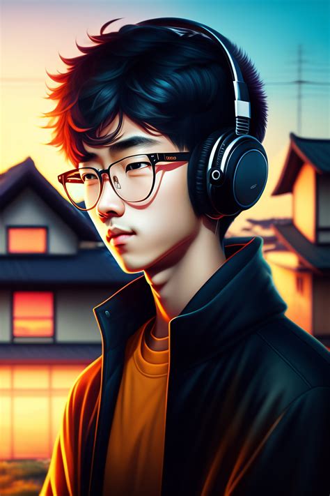 Anime Boy Glasses Headphones