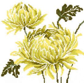 Lime Green Chrysanthemum Cross Stitch Kit By Lanarte Fleurs Au