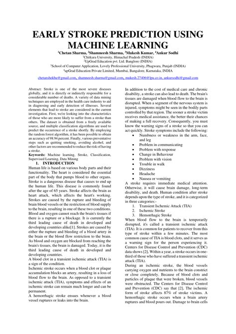 PDF Early Stroke Prediction Using Machine Learning