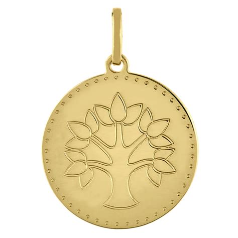 Mon Premier Bijou Médaille Arbre de vie laqué Or jaune 18ct