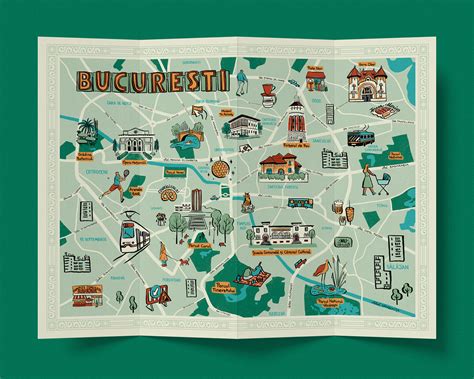 bucharest illustrated map  postcards behance