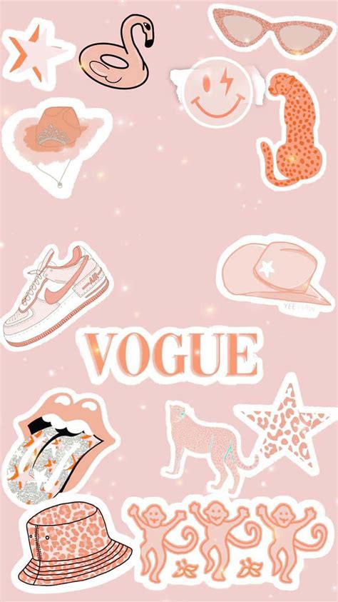 Download Preppy Vogue Sticker Collage Wallpaper | Wallpapers.com