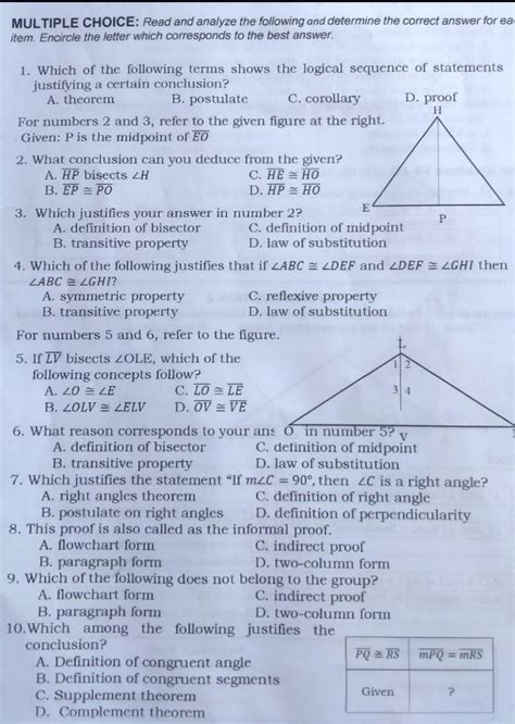 Solved Multiple Choice Read And Analyze The Following And Determine