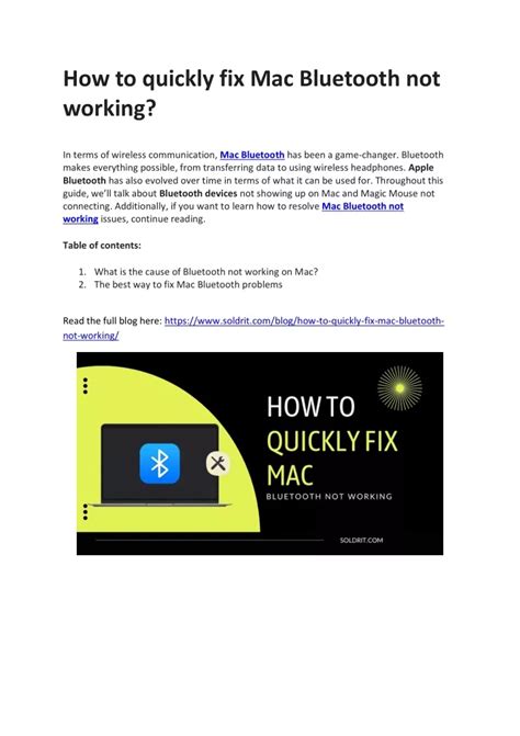 Ppt How To Quickly Fix Mac Bluetooth Not Working Powerpoint