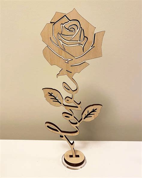 Beautiful Laser Cut Rose With Stand Etsy