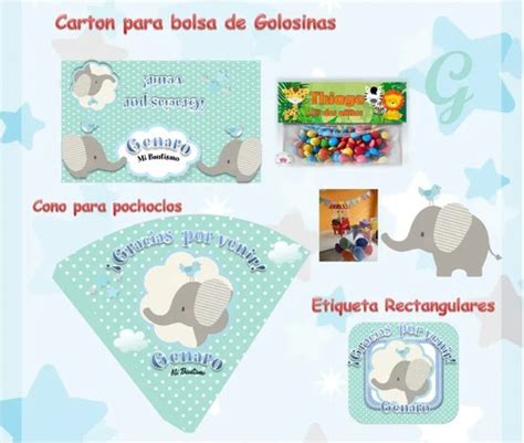 Kit Imprimible Elefante Bautizo Baby Shower Comuni N S En Venta En