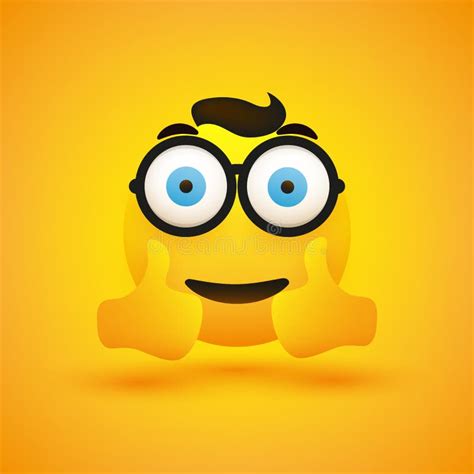 Positive, Smiling Very Satisfied Young Nerd Emoji with Round Glasses ...