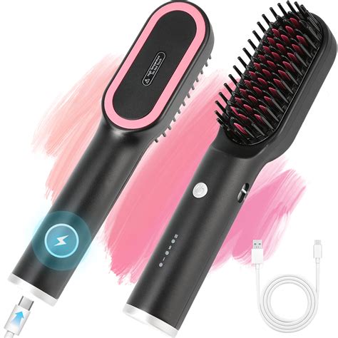 Kipozi Hair Straightener Brush Cordless Portable Hot Comb For Travel