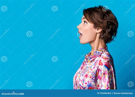 Profile Portrait Of Impressed Speechless Person Open Mouth Look Empty