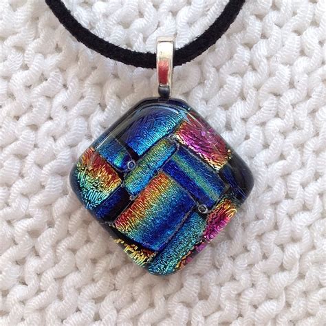 Fused Dichroic Glass Pendant Necklace By Fired Creations Necklace