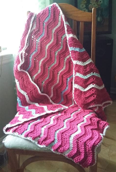 Raspberry Stripped Lap Blanket 36 X 32 Blanket Crochet Projects