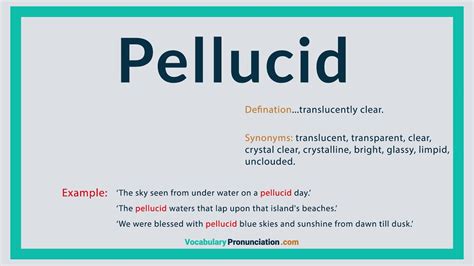 How to Pronounce PELLUCID l Definition and Synonyms of PELLUCID by ...