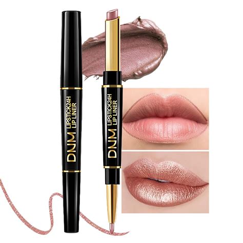 Amazon Evpct Pcs Nude Brown Metallic Shine Shimmer Lip Liner And Lipstick Combo Set Kit