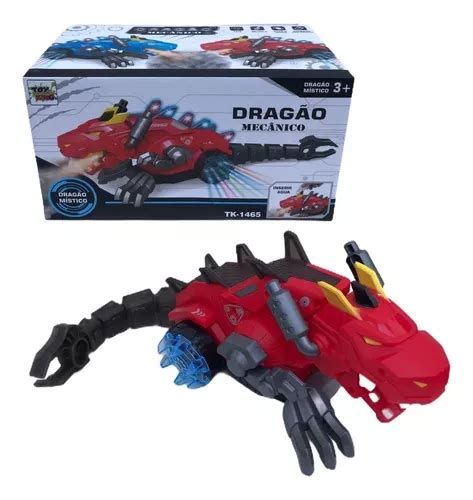 Brinquedo Dragã Dinossauro Solta Fumaça Som Luz E Movimento