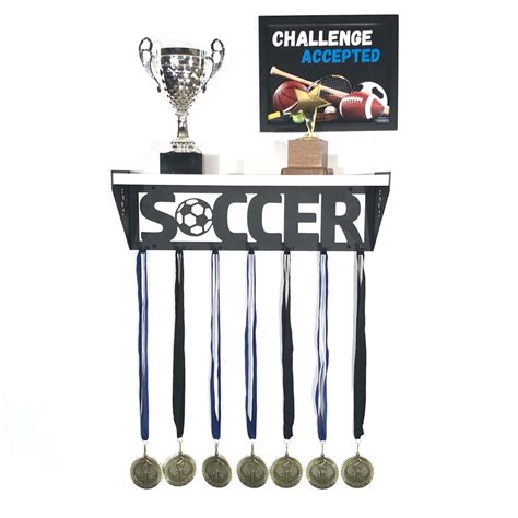 Soccer Trophy Shelf With Medal Hanger Trophy Shelf With Etsy