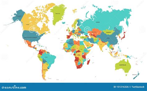 Farbige Weltkarte Politische Karten Bunte Weltl Nder Und