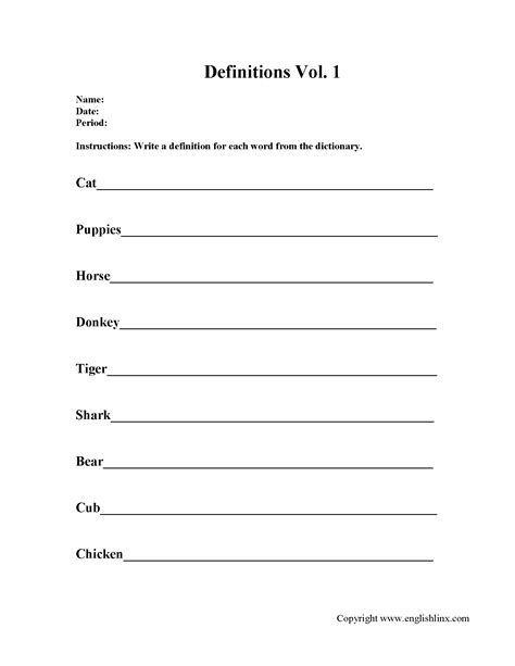 Free Definitions Worksheet Download Free Definitions Worksheet Png