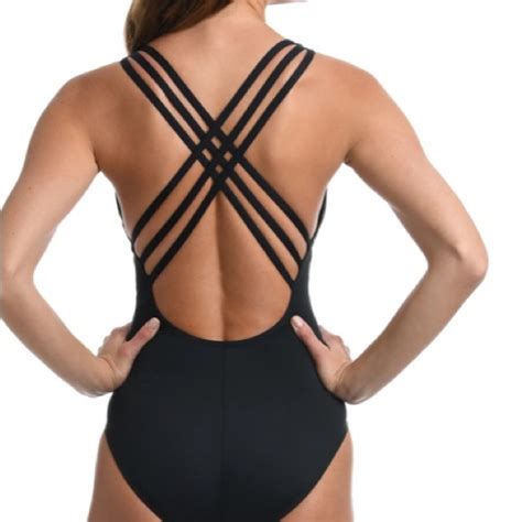 La Blanca Swim Nwt La Blanca Black Island Goddess Multi Strap Cross