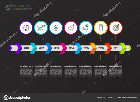 Infografía De La Línea Temporal Plantilla De Diseño Moderno Con Iconos Stock Vector By